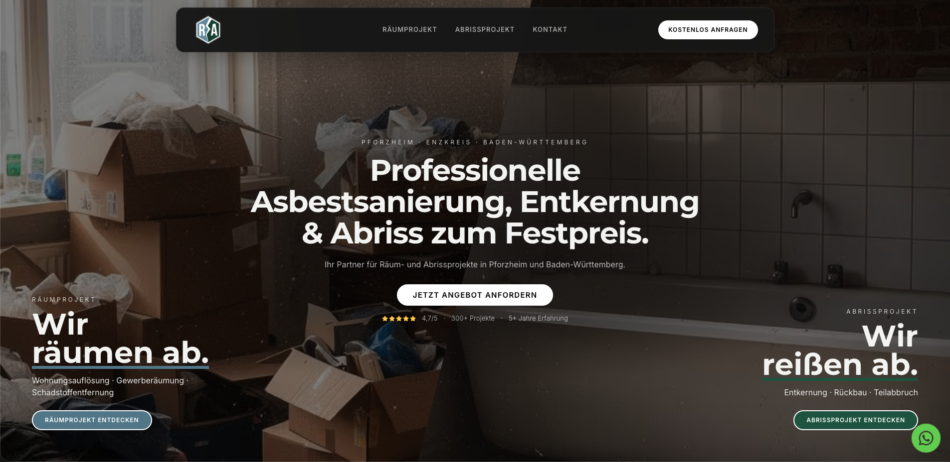 RA-Projekt – Asbestsanierung, Entkernung & Abriss Website
