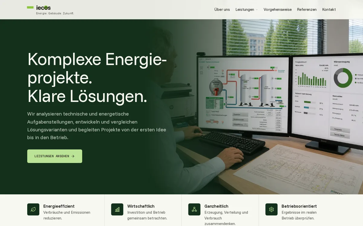 Website von iecos aus Gerstetten – umgesetzt von MG Commerce