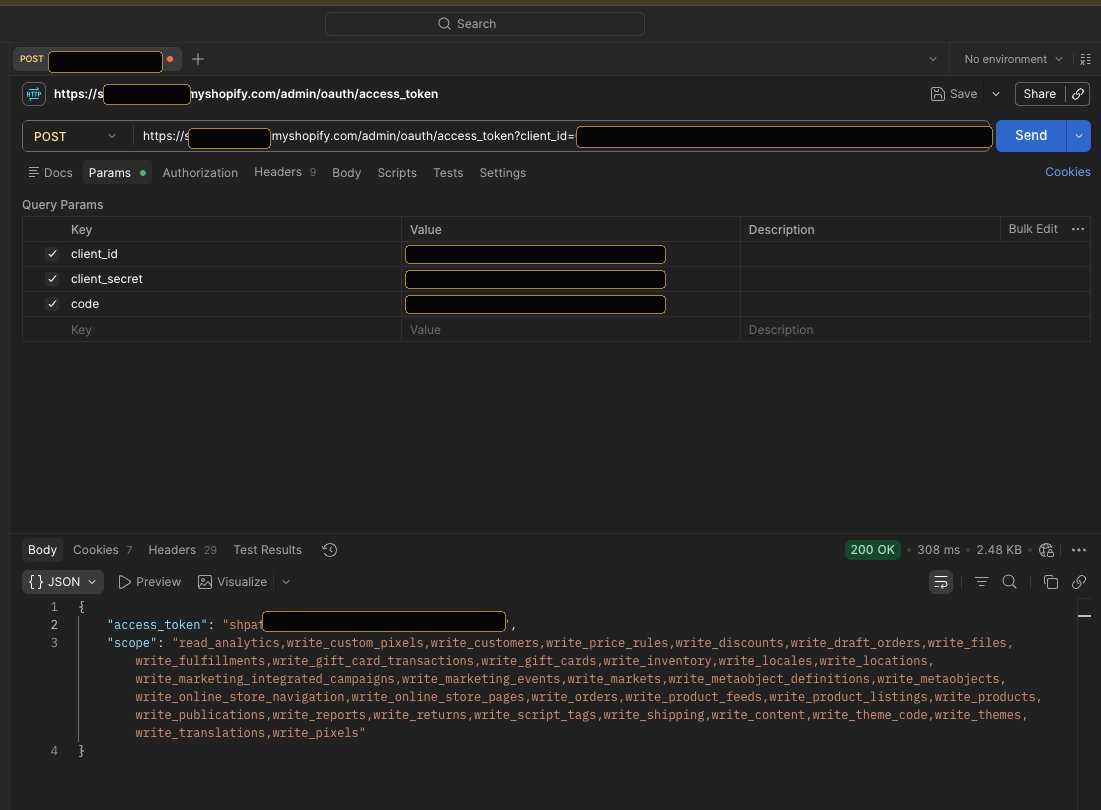 Postman – Antwort mit Access Token shpat_