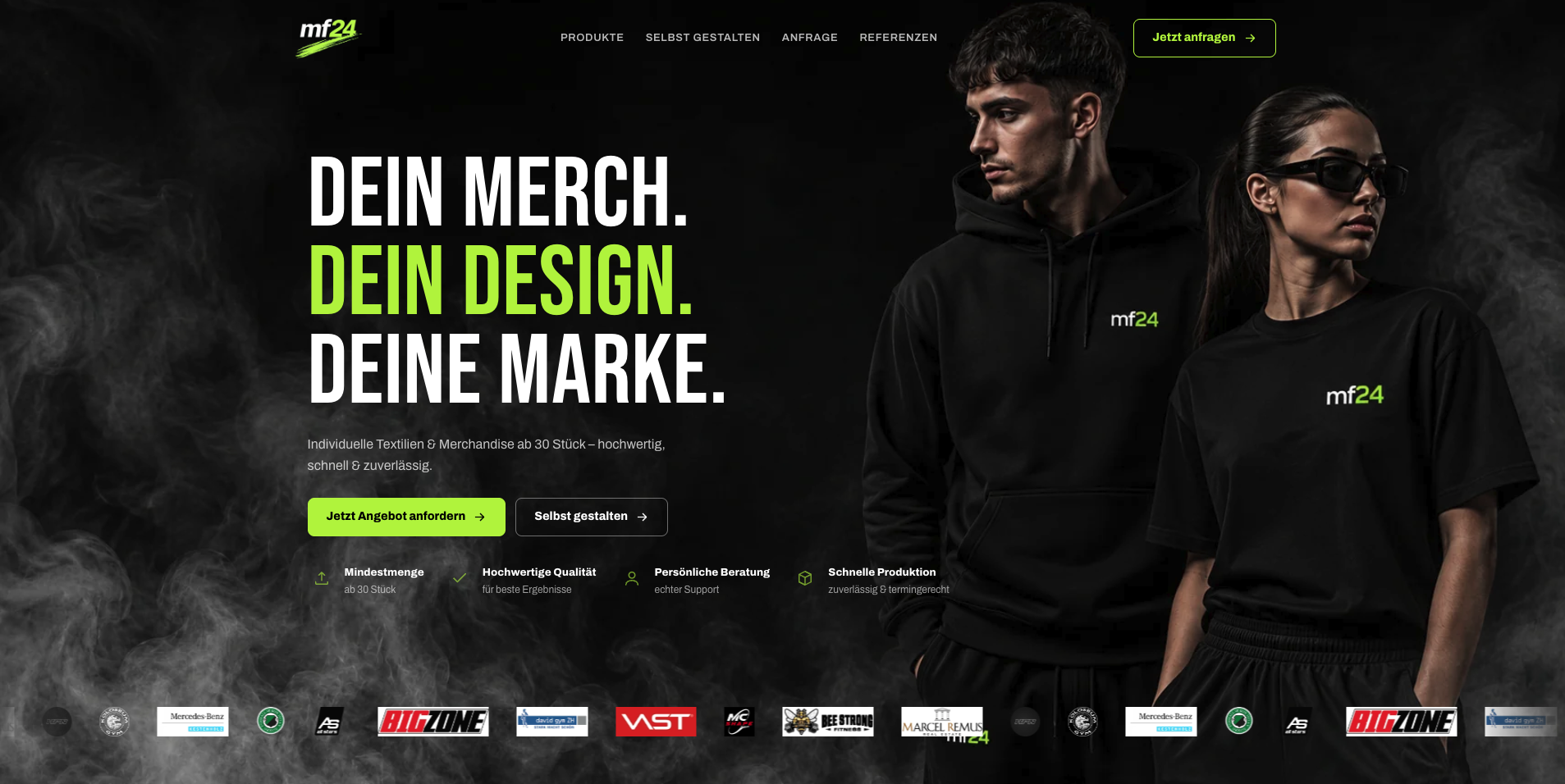 mf24 – Individuelle Textilien & Merchandise Website