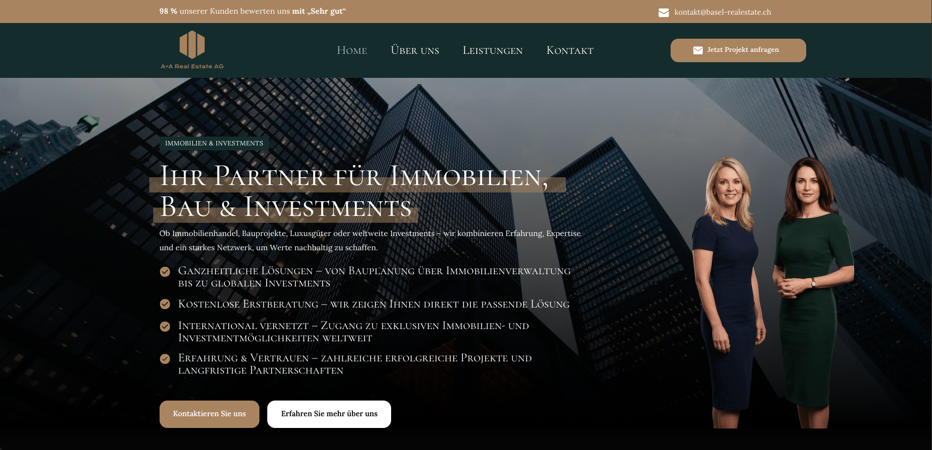 A+A Real Estate AG – Immobilien Website