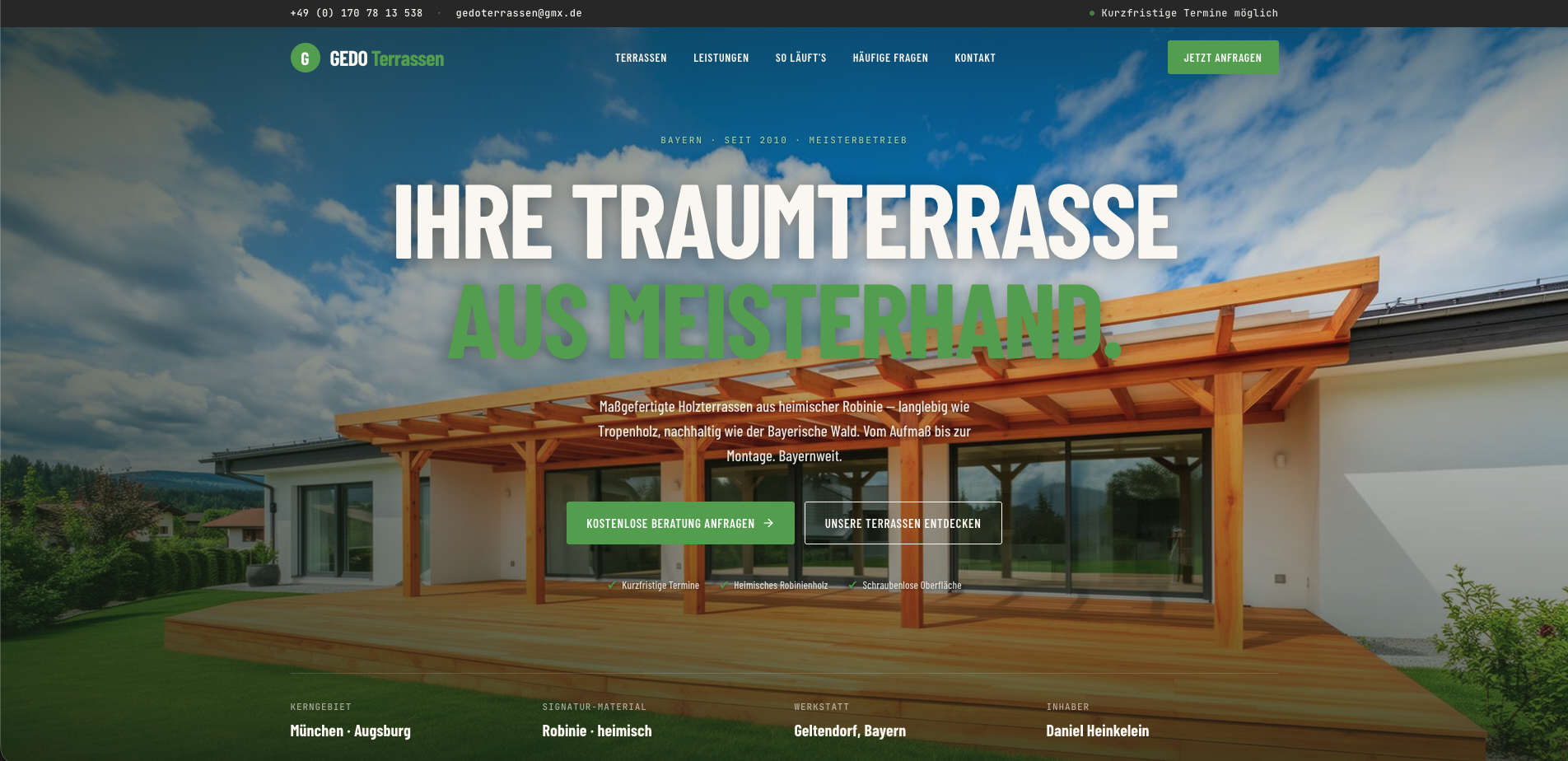 GEDO Terrassen – Holzterrassen aus Bayern Website